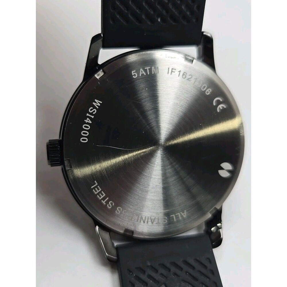 Watch Station Mens Black Quartz Date Watch 5ATM Silicone Band New Battery - Picture 10 of 10